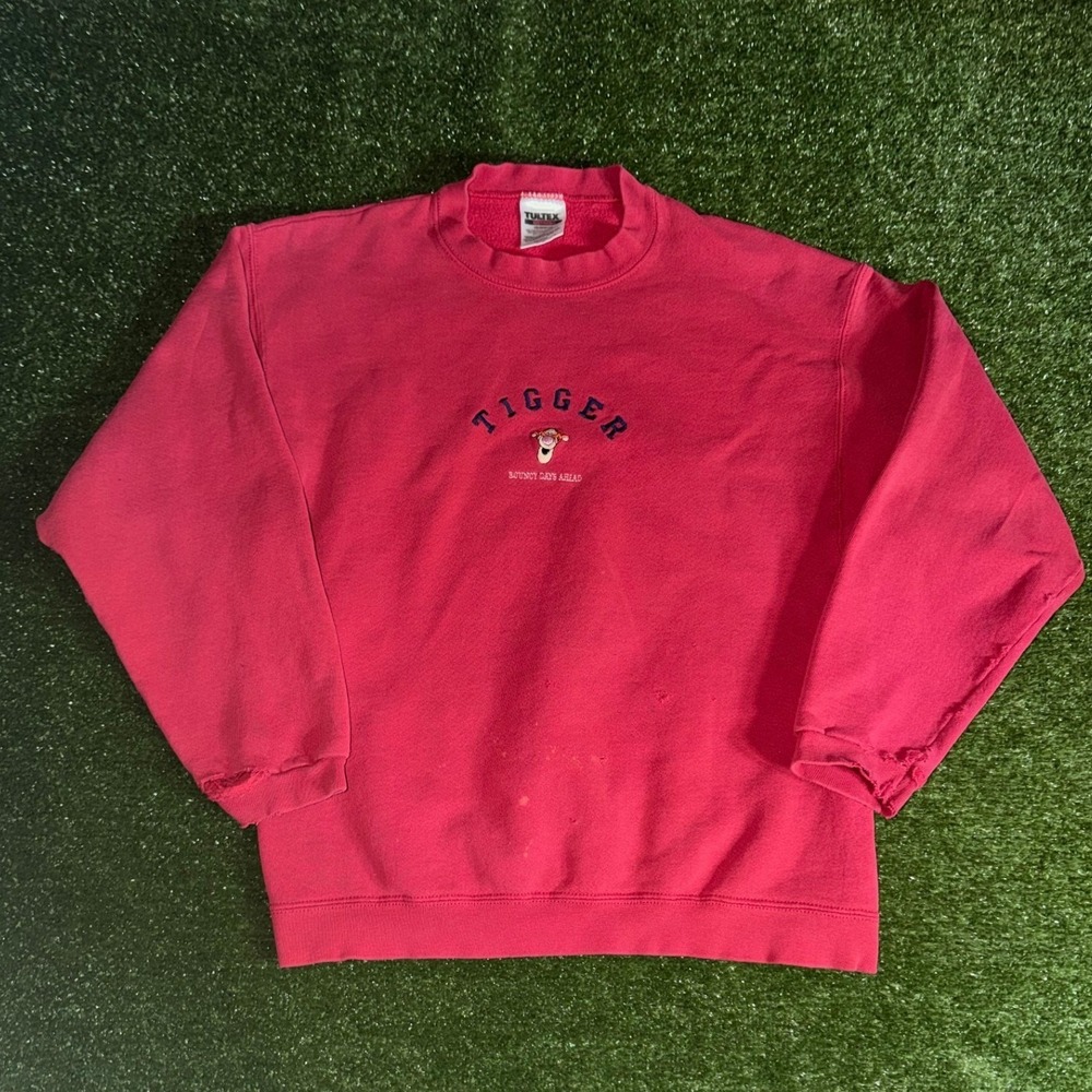 Vintage Tultex Tigger Disney Sweatshirt Pink Medium Distressed 90s